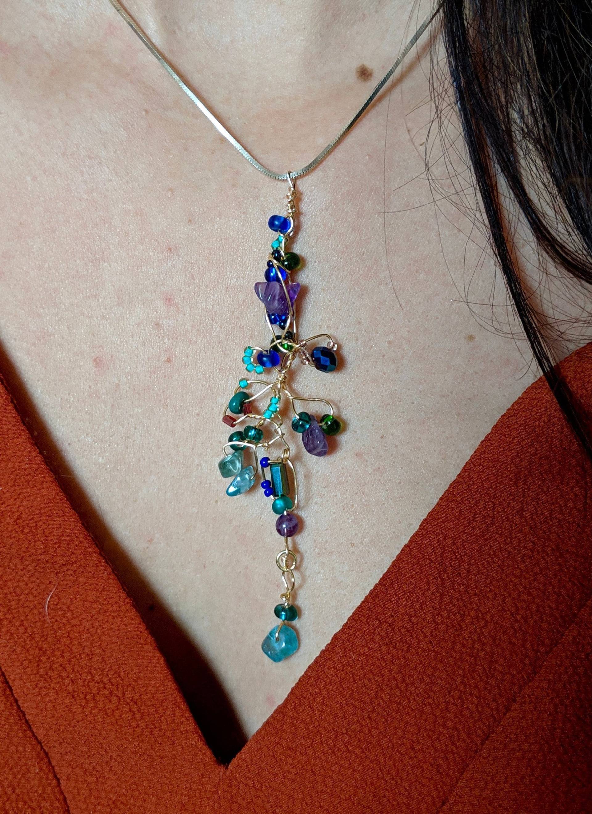 Amethyst Und Kyanit Gewickelt Anhänger von GoForTheBoldBoutique