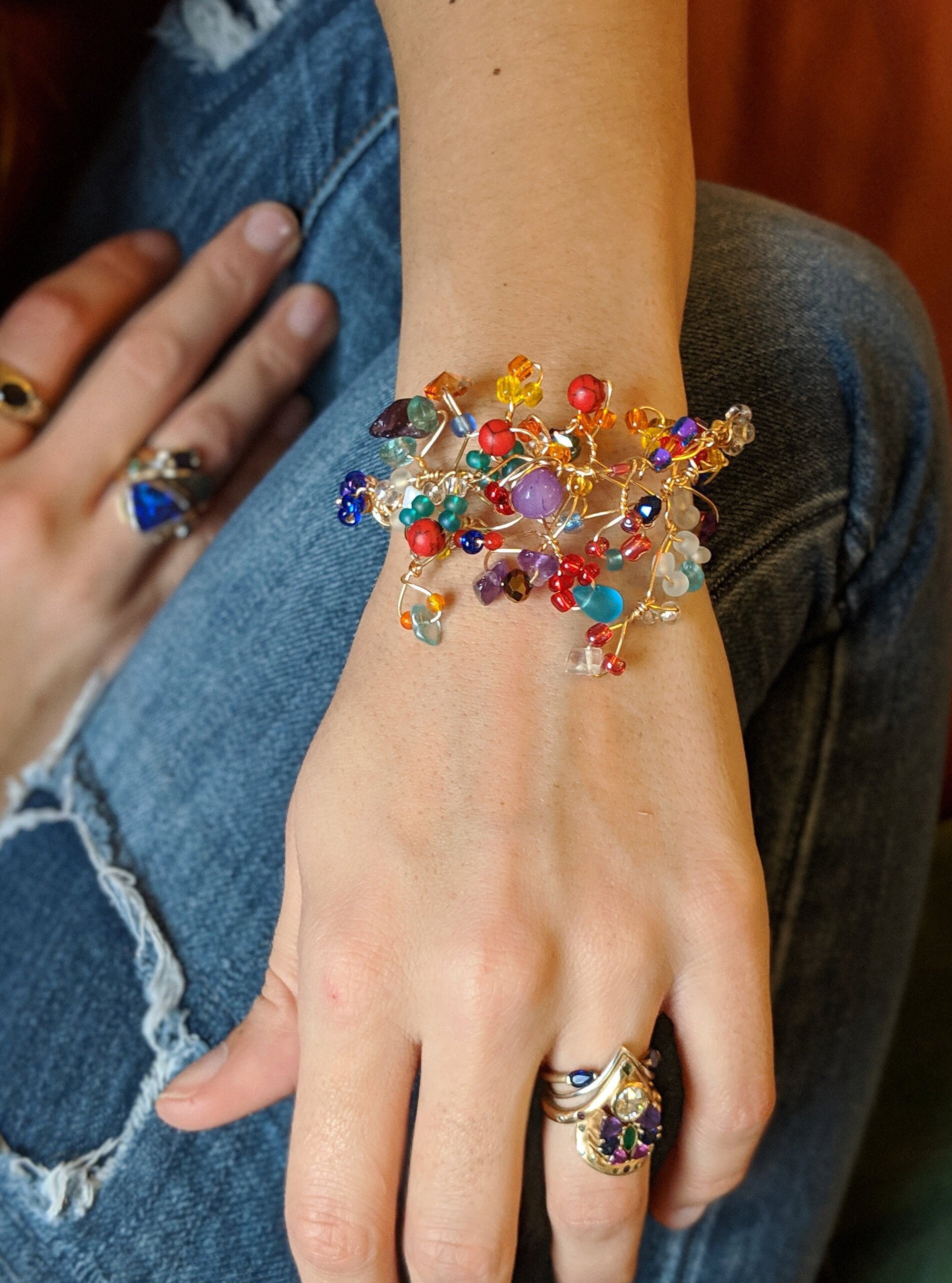 Lila Jade Draht Umwickelt Armband von GoForTheBoldBoutique