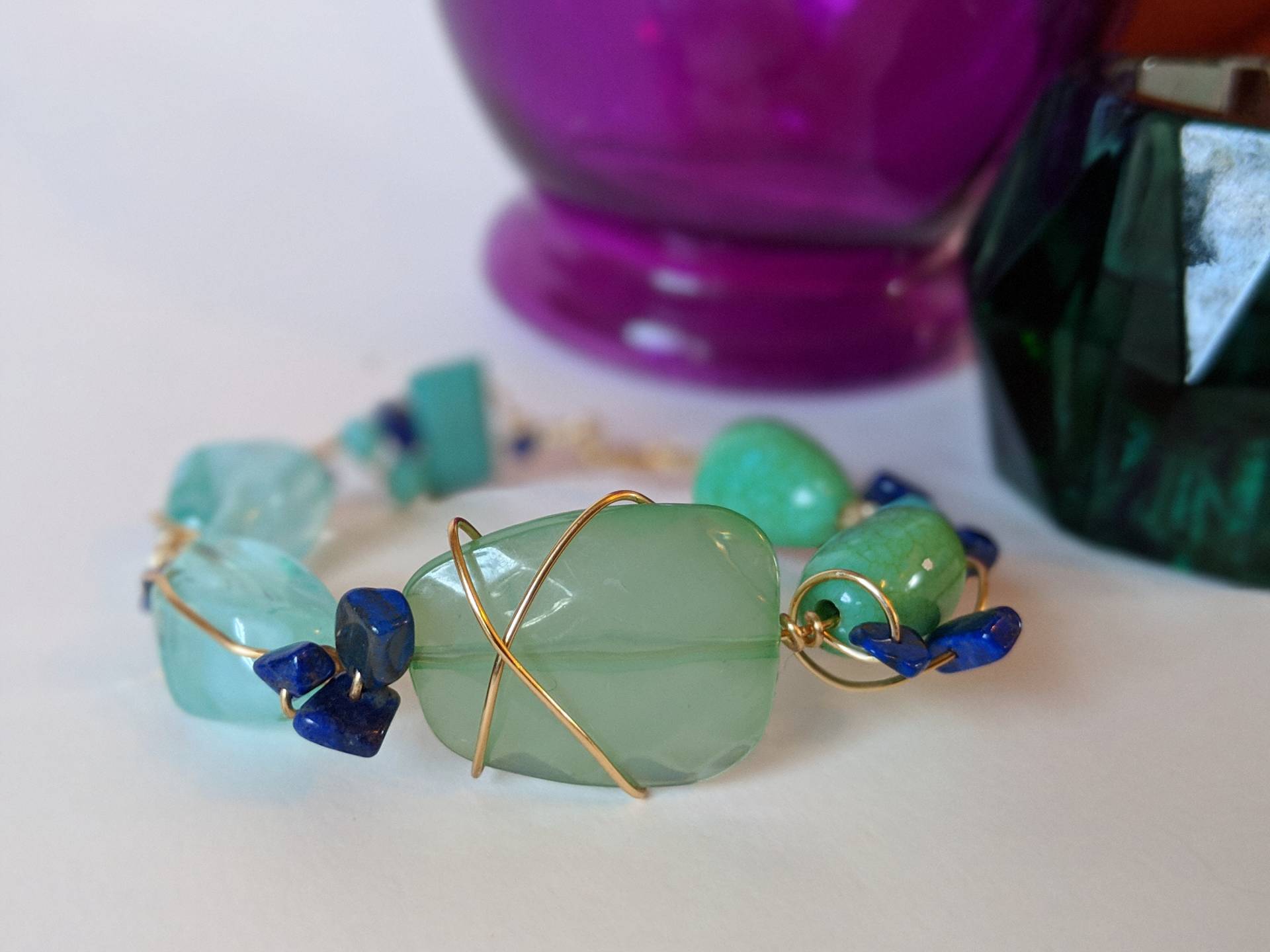 Seafoam Grünes Armband Mit Lapis Lazuli von GoForTheBoldBoutique