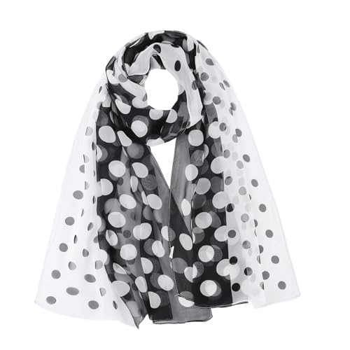 GoGou Chiffon Schal Damen Weiche Blumen Schal Stola Halstuch Tuch Leichter Kopftuch Wrap für Frühling Sommer Herbst Winter,Schwarz Punkt von GoGou
