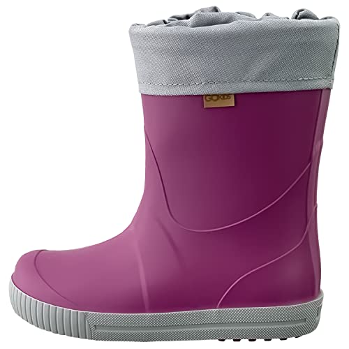 GoKids Gummistiefel Kinder Mädchen Jungen Wasserdichte Stiefel Outdoor Boots Regenstiefel Herbst Winter warm gefüttert, Lila Violett Grau, 26/27 von GoKids