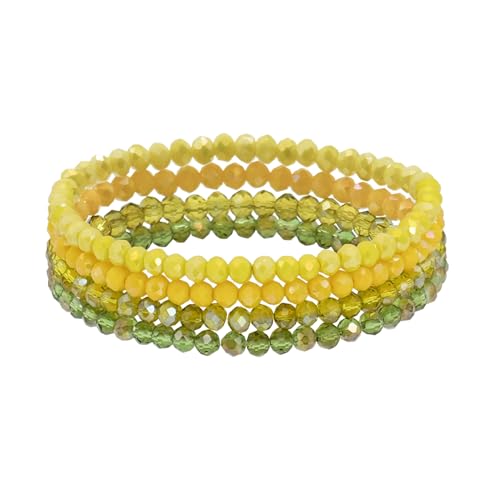 Damen Kristall Perlen Armband,Mehrschichtiges Steine Armband,Damen Kristall Perlen Armband,Paar/Freundschafts/Partner Armbänder (Gelb 1) von GoPaw