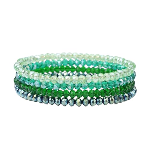 Damen Kristall Perlen Armband,Mehrschichtiges Steine Armband,Damen Kristall Perlen Armband,Paar/Freundschafts/Partner Armbänder (Grün 4) von GoPaw