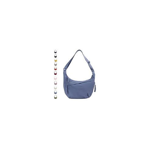 GoPaw Damen Halbmond Schultertasche Hobo Halfmoon Bag Crossbody Moon Bag mit Verstellbarer Schultergurt Damen Halbmond Tasche (Blau) von GoPaw