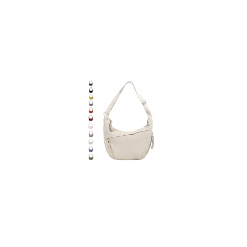 GoPaw Damen Halbmond Schultertasche Hobo Halfmoon Bag Crossbody Moon Bag mit Verstellbarer Schultergurt Damen Halbmond Tasche (Creme) von GoPaw