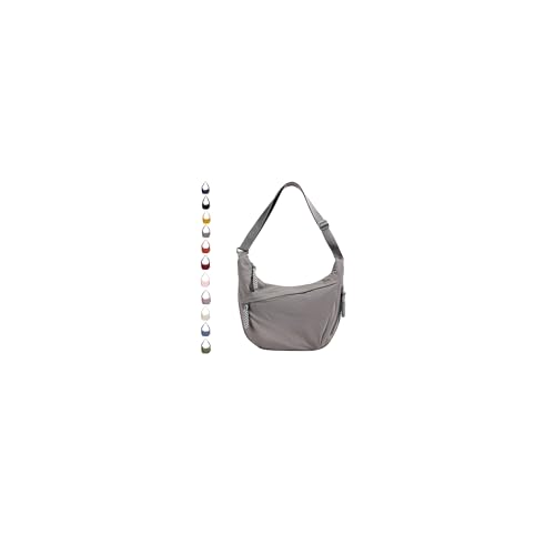 GoPaw Damen Halbmond Schultertasche Hobo Halfmoon Bag Crossbody Moon Bag mit Verstellbarer Schultergurt Damen Halbmond Tasche (Grau) von GoPaw