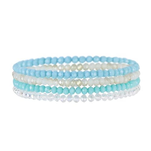 GoPaw Damen Kristall Perlen Armband,Mehrschichtiges Steine Armband,Damen Kristall Perlen Armband,Paar/Freundschafts/Partner Armbänder (Hellblau) von GoPaw