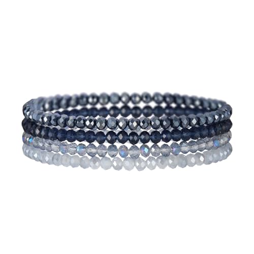 GoPaw Damen Kristall Perlen Armband,Mehrschichtiges Steine Armband,Perlen Armbänder,Paar/Freundschafts/Partner Armbänder (Blau) von GoPaw