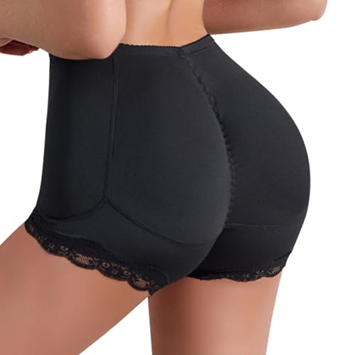 GoPaw Damen Push Up Gepolsterter Unterhose,Gepolstert Spitze Hip Enhancer Shapewear,Push Up Butt Lifter Miederhose,Damen Butt Lifter Po S-XL(Schwarz/Skin Tone) (Schwarz, XL) von GoPaw