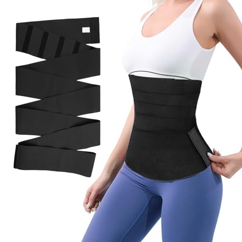 GoPaw Waist Trainer Damen Taillentrainer Damen Wrap Waist Trainer Unsichtbar Verstellbarer Taille Trimmer für Frauen Formwear für Damen Bauch Kontrolle Longueur 2/3/4M (Schwarz-300CM) von GoPaw