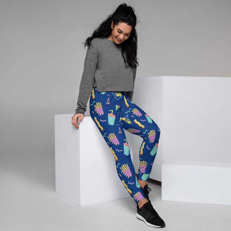 Fast Food 80Er Jahre Memphis Pj Hose | Burger Fries Soda Muster Frauen Jogger Taschen Damen Jogginghose Schlafanzug Xs-3Xl von GoPolarisStudio