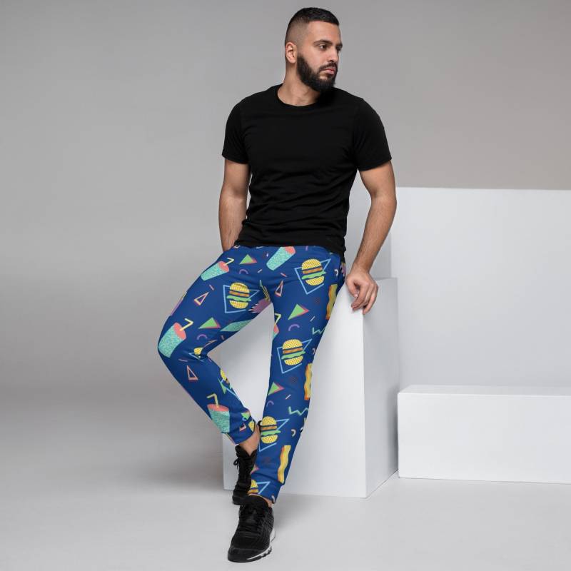 Fast Food 80Er Memphis Pyjama Hose | Burger Fries Soda Muster Herren Jogger Taschen Jungs Jogginghose Pyjamas Xs-3Xl von GoPolarisStudio