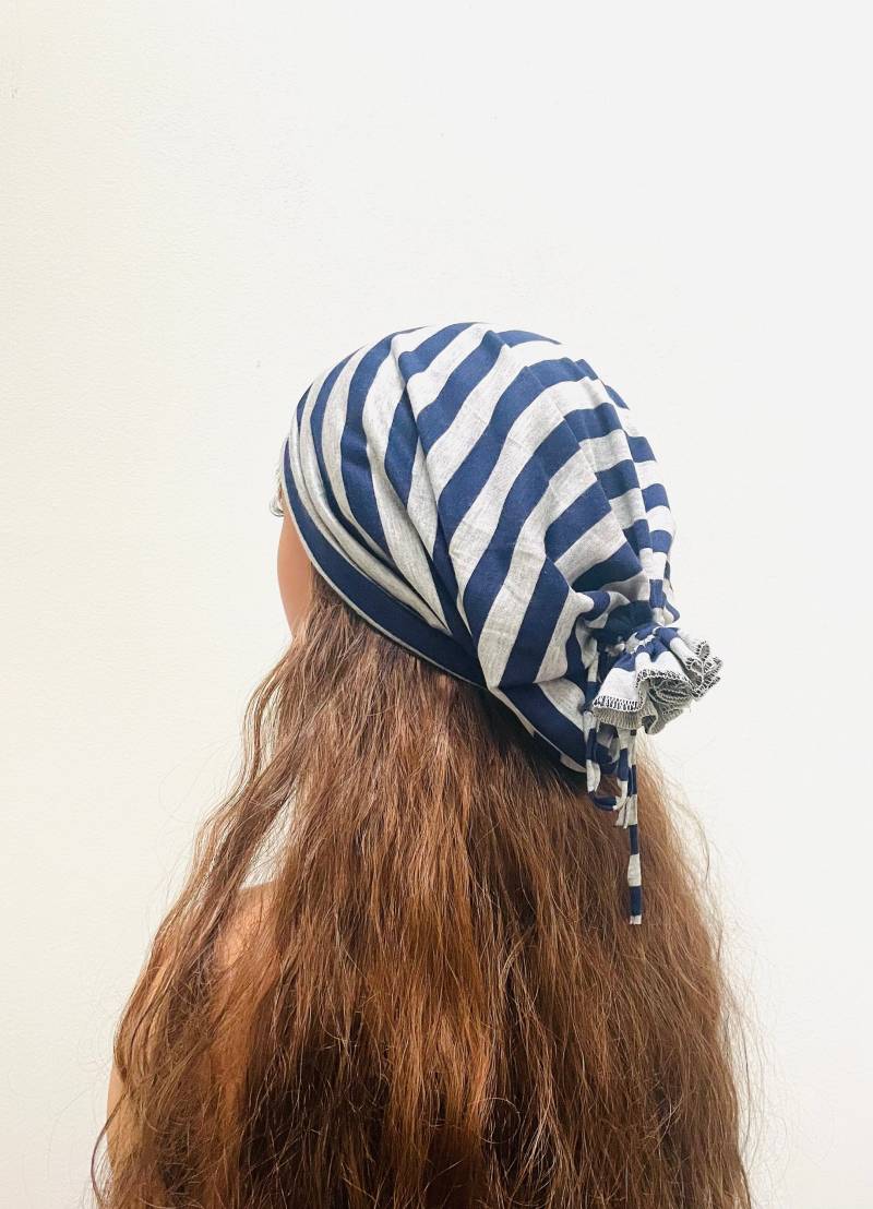 Beanie Gestreifte Krawatte Chemo Mütze Aus Baumwolle Gestrickt von GoToBoutique