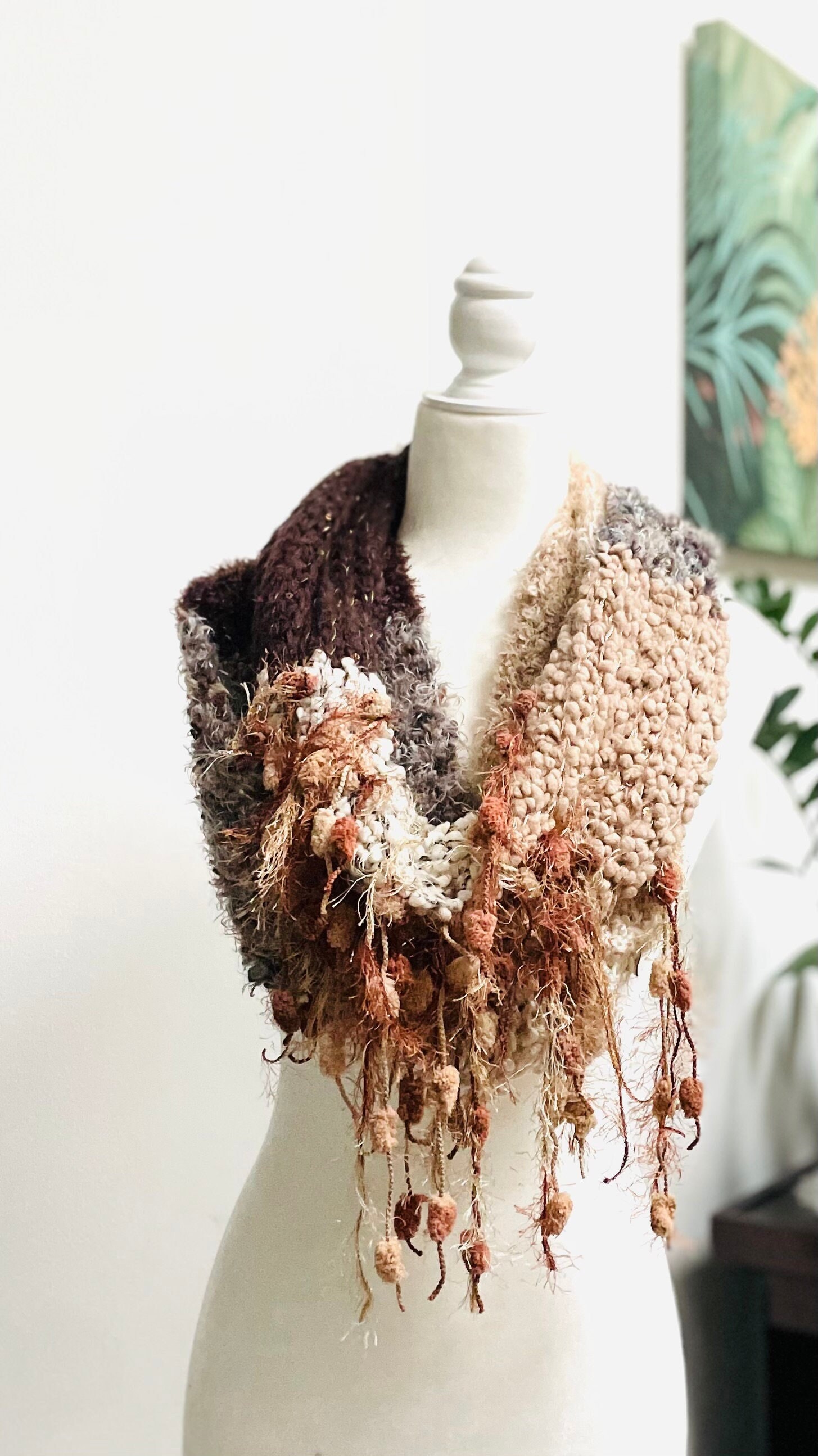 Grobstrick Fransen Schal Boho Damen Winter Accessoires von GoToBoutique