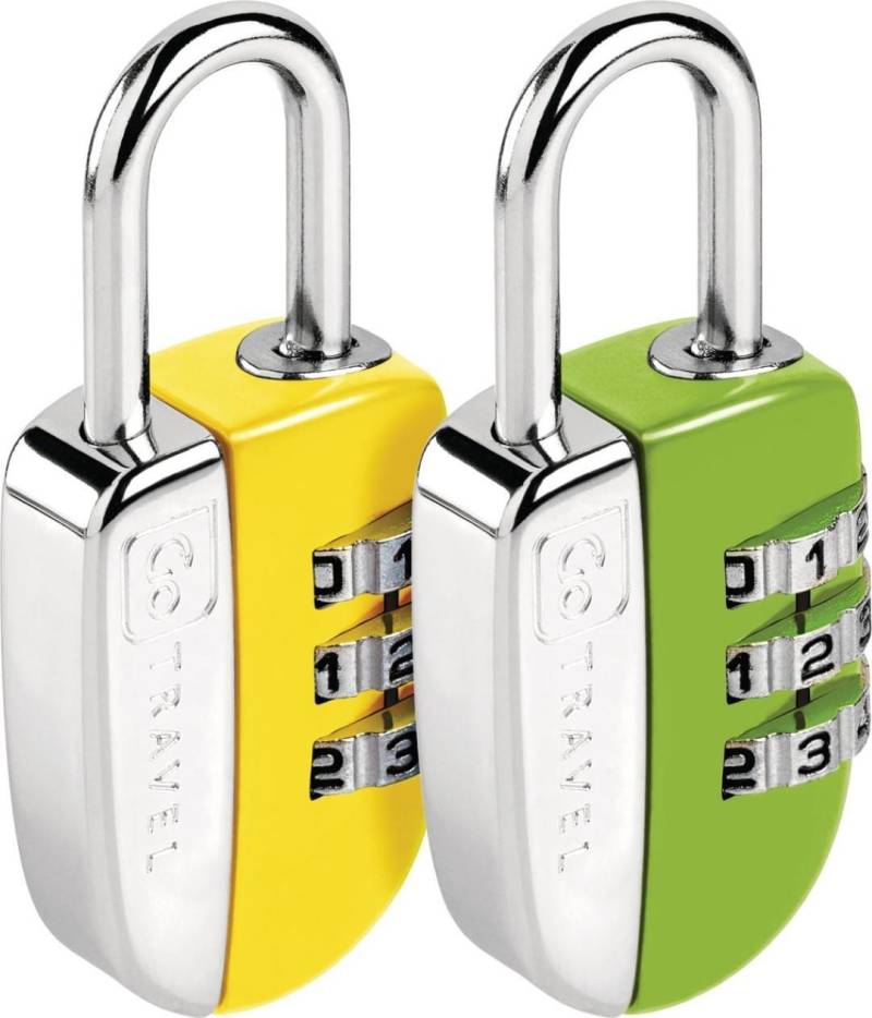 GoTravel - Reisezubehör Mini Combi Twin Padlocks Yellow-Green Gelb von GoTravel