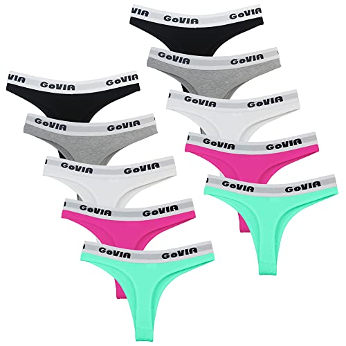 GOVIA® Damen Tanga aus Baumwolle Sexy Unterwäsche Weich Strings 10er Pack 3923 UN L von GOVIA