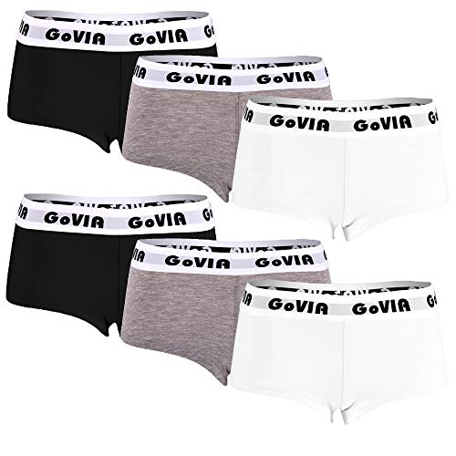 GOVIA Boxershorts Damen Baumwolle Unterhosen Hotpants Damen Sportunterwäsche Frauen Boxershort 6er Pack 3921 M von GOVIA