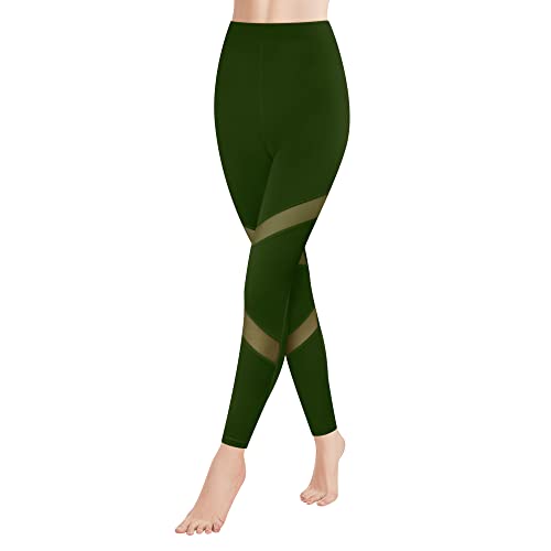 GOVIA 1er Pack Sport Leggings Damen lang High Waist Push Up Sportleggings Gym Pants Sporthose Elastisch Bauchweg Yoga Hose Fitnesshose Laufhose 4132 Grün L-XL von GOVIA