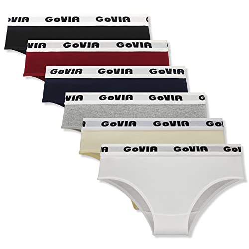 GOVIA Unterhosen Damen Slips Baumwolle Hipster mit Breiter Bund 6er Pack Mehrfarbig 3922 UN2 S von GOVIA