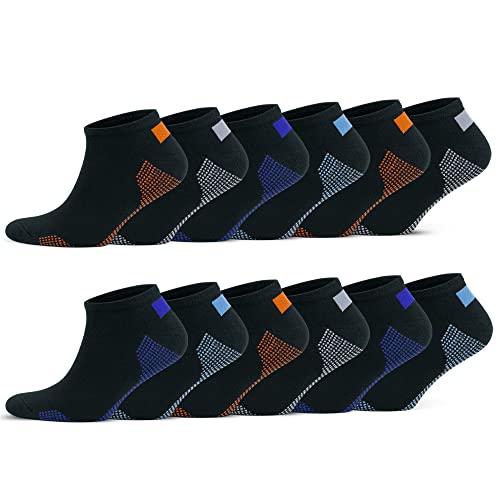 GoWith 12 Paar Sneaker Socken, Kurz Baumwolle Sportsocken für Herren, Perfekte Passform, Weiche und Bequeme, Atmungsaktiv Füßlinge, Laufsocken von GoWith