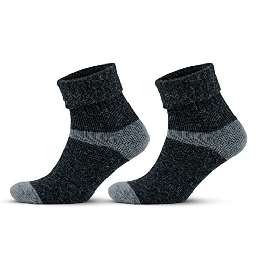 GoWith 2 Paar Alpaka Wollsocken Herren Damen Unisex Thermo Crew Socken für Wandern Arbeit Outdoor Mod:2056 von GoWith