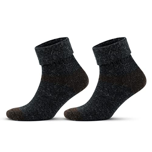 GoWith 2 Paar Alpaka Wollsocken Herren Damen Unisex Thermo Crew Socken für Wandern Arbeit Outdoor Mod:2056 von GoWith