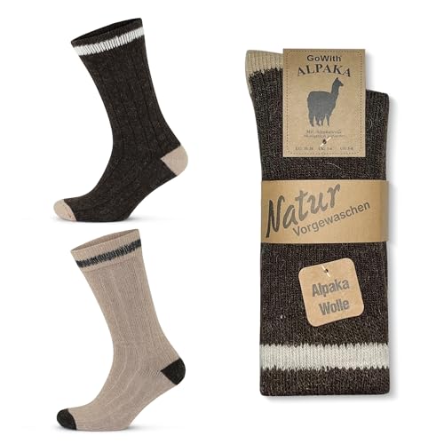 GoWith 2-4 Paar Alpaka Socken, Wollsocken für Damen und Herren, Alpakawolle Outdoor Socken, Thermosocken, Warme Wintersocken für Wandern und Trekking, Weiche und Bequeme von GoWith