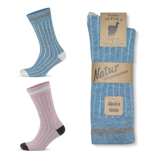 GoWith 2-4 Paar Alpaka Socken, Wollsocken für Damen und Herren, Alpakawolle Outdoor Socken, Thermosocken, Warme Wintersocken für Wandern und Trekking, Weiche und Bequeme von GoWith