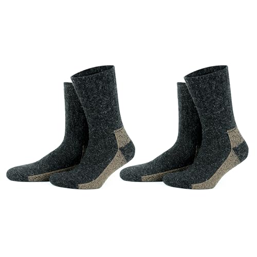 GoWith 1-2 Paar Alpaka Socken, Extra Dicke, Gepolsterte Wollsocken für Damen und Herren, Vollfrottee Thermosocken, Warme Wintersocken für Outdoor, Wandern und Trekking, Cushioned Crew Socken 6005 6006 von GoWith