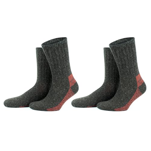 GoWith 1-2 Paar Alpaka Socken, Extra Dicke, Gepolsterte Wollsocken für Damen und Herren, Vollfrottee Thermosocken, Warme Wintersocken für Outdoor, Wandern und Trekking, Cushioned Crew Socken 6005 6006 von GoWith