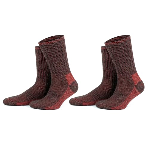 GoWith 1-2 Paar Alpaka Socken, Extra Dicke, Gepolsterte Wollsocken für Damen und Herren, Vollfrottee Thermosocken, Warme Wintersocken für Outdoor, Wandern und Trekking, Cushioned Crew Socken 6005 6006 von GoWith