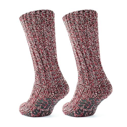 GoWith 2 Paar Bequeme und Rutschfeste Baumwoll-Socken für Damen, Dicke Thermosocken, Warmhaltende Haussocken, Krankenhaus Socken, Geschenk, Modell 2043 von GoWith