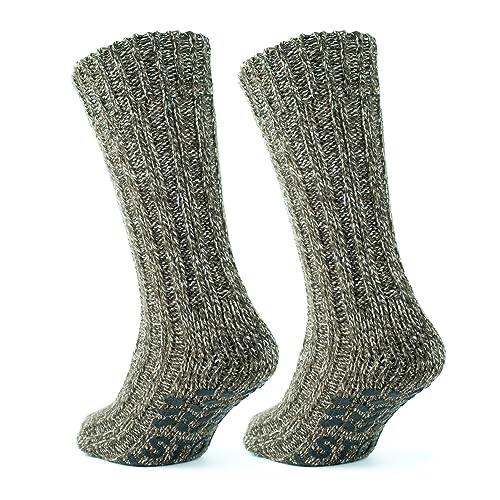 GoWith 2 Paar Bequeme und Rutschfeste Baumwoll-Socken für Herren, Dicke Thermosocken, Warmhaltende Haussocken, Krankenhaus Socken, Geschenk, Modell 6043 von GoWith