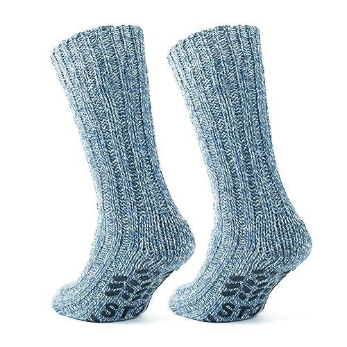 GoWith 2 Paar Bequeme und Rutschfeste Baumwoll-Socken für Herren, Dicke Thermosocken, Warmhaltende Haussocken, Krankenhaus Socken, Geschenk, Modell 6043 von GoWith