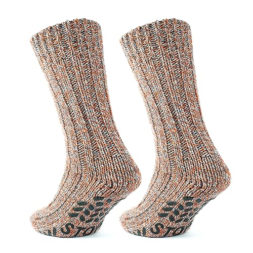 GoWith 2 Paar Bequeme und Rutschfeste Baumwoll-Socken für Herren, Dicke Thermosocken, Warmhaltende Haussocken, Krankenhaus Socken, Geschenk, Modell 6043 von GoWith