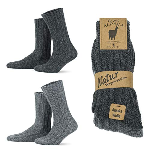 GoWith 2er Paar Alpakasocken, Weiche und Bequeme Herren und Damen Wintersocken, Thermo-Effekt Crew Wollsocken Vorgewaschen, Grau Anthrazit, Größe 39-42, Model: 3094 von GoWith