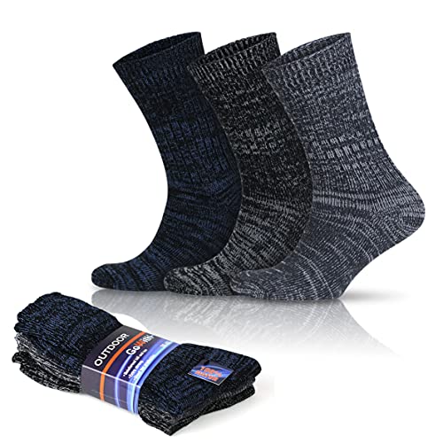 GoWith 3-6 Paar Arbeitssocken aus Baumwolle für Herren, Work Socken, Jeans Socken, Verstärkte Fersen und Zehenbereich, Dicke Atmungsaktive Wandersocken, Spitze Handgekettelt, Frottezohle, Outdoor 6019 von GoWith