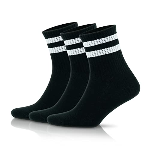 GoWith 3 Paar Tennissocken aus Baumwolle mit bunten Streifen, Größe für Herren 40-44, für Damen 35-40, Retro-Design Collection Sportsocken Model 2501 von GoWith