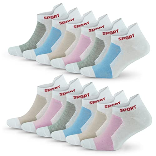 GoWith 4-8-12 Paar Sneaker Socken, Kurz Baumwolle Sportsocken für Damen, Perfekte Passform, Weiche und Bequeme, Atmungsaktiv Füßlinge, Laufsocken 2082 von GoWith