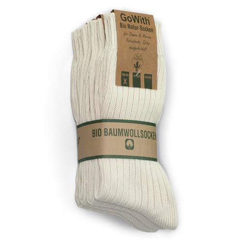 GoWith 4-5 Paar Damen und Herren Socken aus 97% Bio-Natur-Baumwolle, Ohne Naht, Dicke, Bunte, Atmungsaktive und Weiche Outdoor, Wander und Arbeitssocken von GoWith