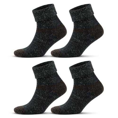 GoWith 4 Paar Alpaka Wollsocken Herren Damen Unisex Thermo Crew Socken für Wandern Arbeit Outdoor Mod:2056 von GoWith