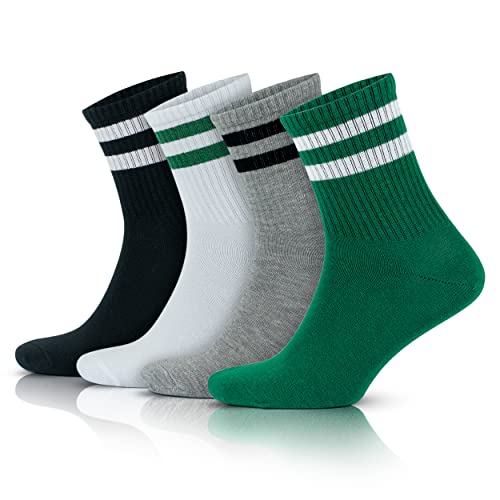 GoWith 4 Paar Tennissocken aus Baumwolle mit bunten Streifen, Größe für Herren 40-44, für Damen 35-40, Retro-Design Collection Sportsocken Model 2501 von GoWith