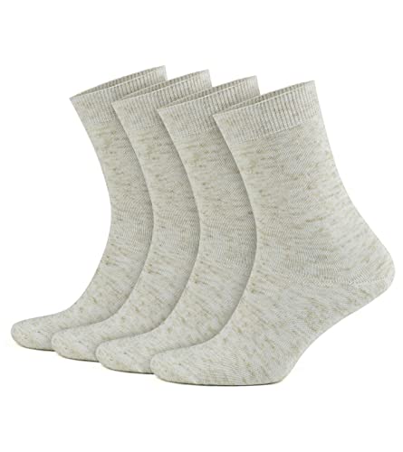 GoWith 4er-Pack Natural Linen Washed Robust Seamless Flexible Herrensocken 3023 von GoWith