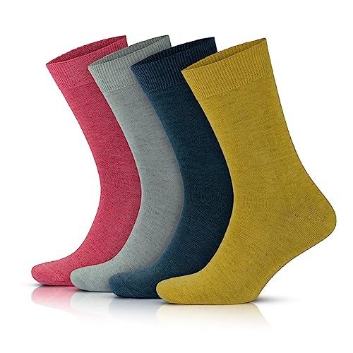 GoWith 4er-Pack Natural Linen Washed Robust Seamless Flexible Herrensocken 3023 von GoWith