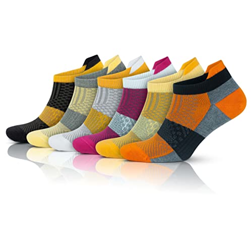 GoWith 6 Paar bunte Bambus-Sneaker- und Golfsocken, athletische, dünne Knöchelsocken, nahtlose tief geschnittene Socken für Damen und Herren, Mehrfarbig 2 von GoWith