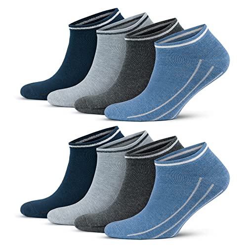 GoWith 8 Paar Bunte Sneaker Socken aus Baumwolle, Atmungsaktive Kurz Socken für Herren, Laufsocken für Männlich, Ohne Muster Sport Socken, OEKO TEX, 39-42, 3117 von GoWith