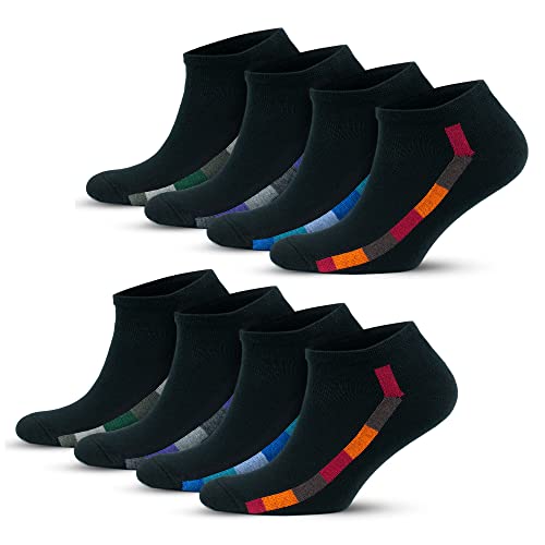 GoWith 8 Paar Bunte Sneaker Socken aus Baumwolle, Atmungsaktive Kurz Socken für Herren, Laufsocken für Männlich, Ohne Muster Sport Socken, OEKO TEX, 39-42, 3143 von GoWith