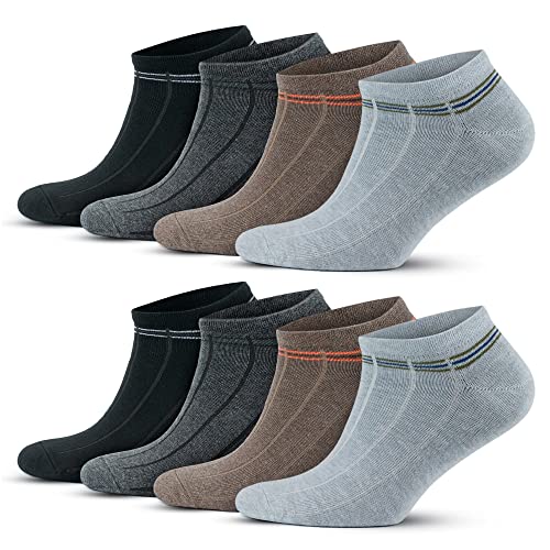 GoWith 8 Paar Bunte Sneaker Socken aus Baumwolle, Atmungsaktive Kurz Socken für Herren, Laufsocken für Männlich, Ohne Muster Sport Socken, OEKO TEX, 39-42, 3147 von GoWith