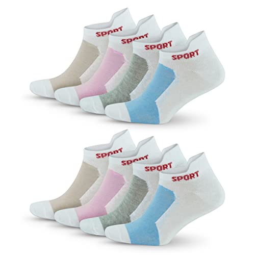 GoWith 8 Paar Sneaker Socken aus Baumwolle, Kurz Socken für Damen, Weiche, Bequeme, Laufsocken, Bunte Sport Socken 39-42, OEKO TEX, 2082 von GoWith