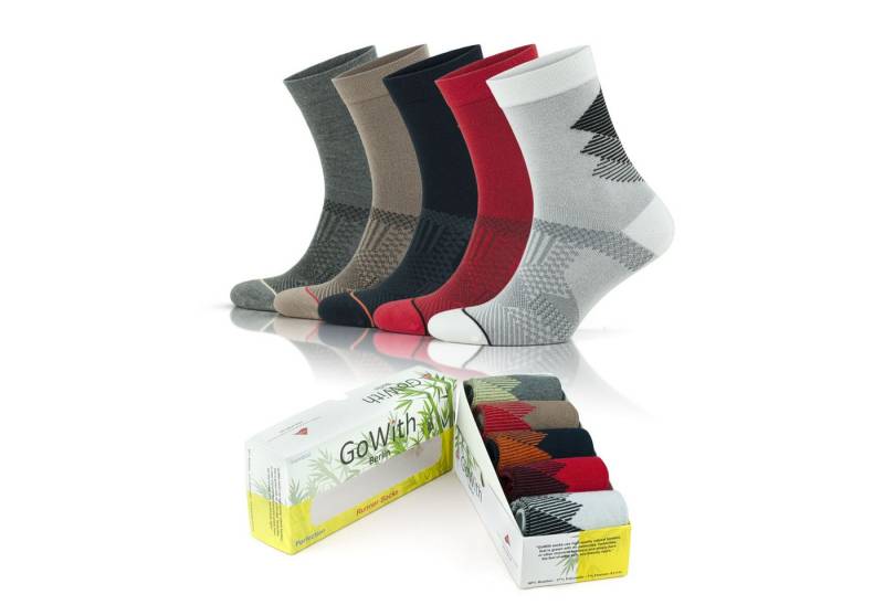 GoWith Freizeitsocken Bambus Socken Wadenlang Crew Socken Freizeitsocken (5-Paar) von GoWith